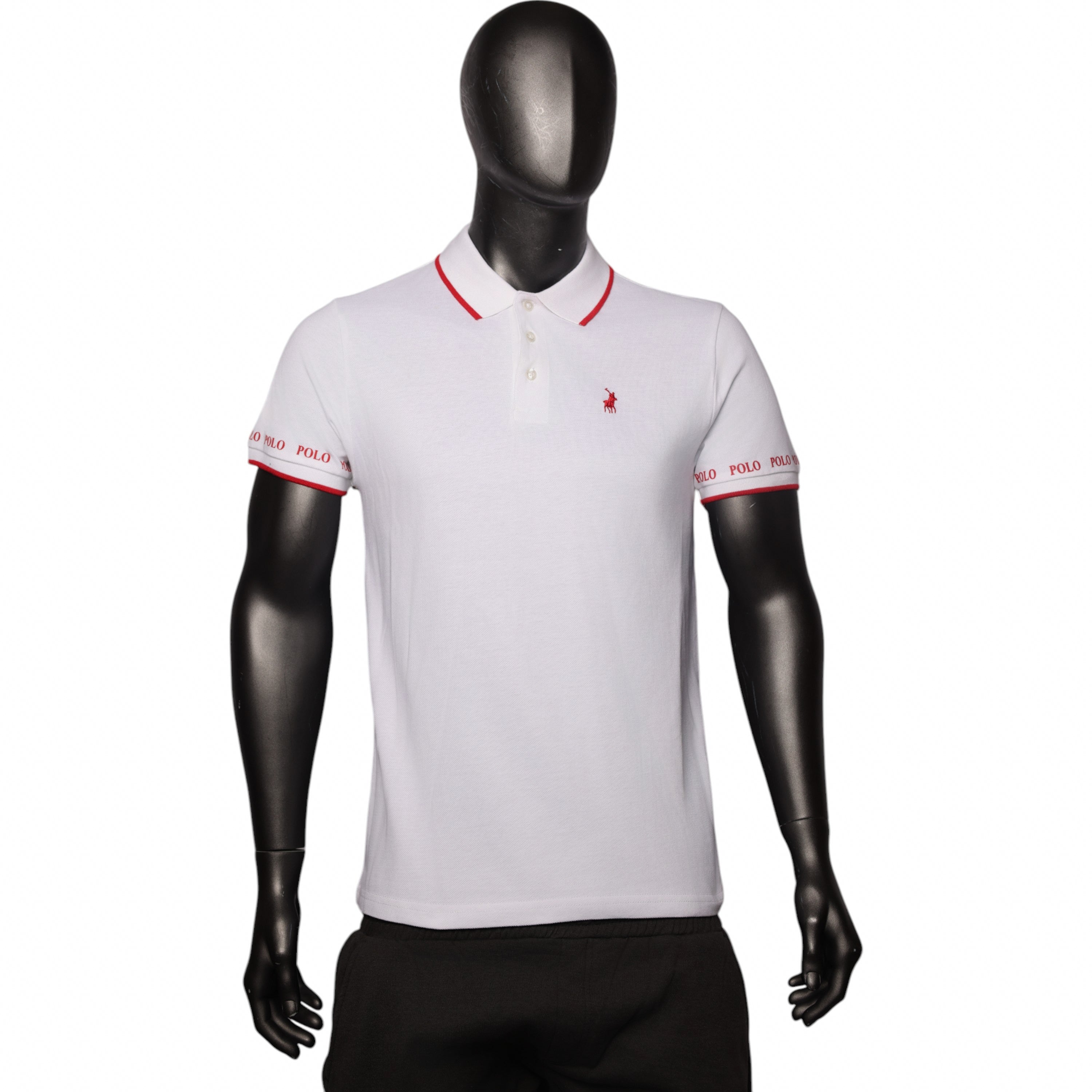Polo Golfer Tipped Logo Pique White